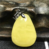 Natural Yellow Amber Necklace Pendant Crystal 23x17mm Stone Silver Hook AAAAA