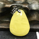 Natural Yellow Amber Necklace Pendant Crystal 23x17mm Stone Silver Hook AAAAA