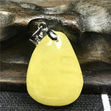 Natural Yellow Amber Necklace Pendant Crystal 23x17mm Stone Silver Hook AAAAA