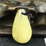 Natural Yellow Amber Necklace Pendant Crystal Jewelry 25x15x6mm
