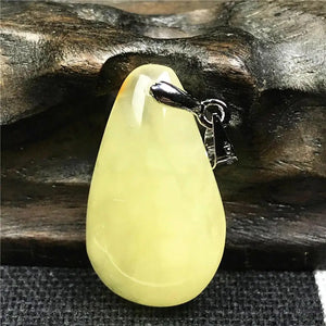 Natural Yellow Amber Necklace Pendant Crystal Jewelry 25x15x6mm