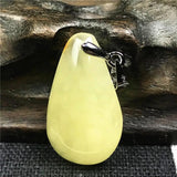 Natural Yellow Amber Necklace Pendant Crystal Jewelry 25x15x6mm