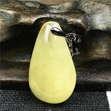 Natural Yellow Amber Necklace Pendant Crystal Jewelry 25x15x6mm