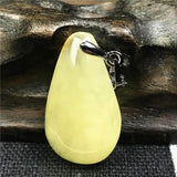 Natural Yellow Amber Necklace Pendant Crystal Jewelry 25x15x6mm