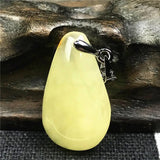 Natural Yellow Amber Necklace Pendant Crystal Jewelry 25x15x6mm