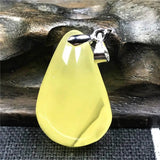 Natural Yellow Amber Necklace Pendant Crystal 25x16x8mm Beads Stone