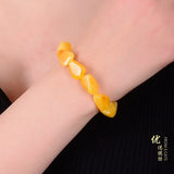 Yellow Amber Oval Beads Bracelet 8mm Healing Gemstone Jewelry