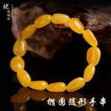 Yellow Amber Oval Beads Bracelet 8mm Healing Gemstone Jewelry