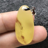 Natural Yellow Amber Pendant Water Drop Beads Necklace AAAAA