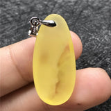 Natural Yellow Amber Pendant Water Drop Beads Necklace AAAAA