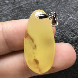 Natural Yellow Amber Pendant Water Drop Beads Necklace AAAAA