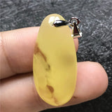 Natural Yellow Amber Pendant Water Drop Beads Necklace AAAAA