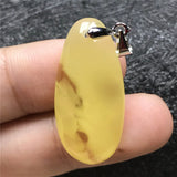 Natural Yellow Amber Pendant Water Drop Beads Necklace AAAAA