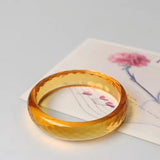 Natural Yellow Citrine Quartz Bracelet Faceted Bangle 54-61mm AAAA