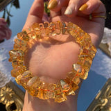 Yellow Citrine Quartz Bracelet 10mm Clear Faceted Beads AAAAA
