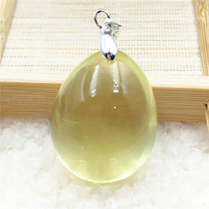 Natural Yellow Citrine Quartz Pendant Water Drop 29x24x17mm
