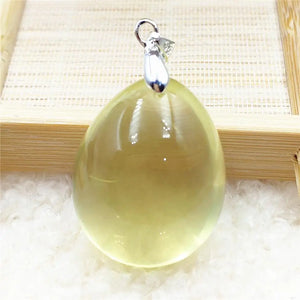 Natural Yellow Citrine Quartz Pendant Water Drop 29x24x17mm
