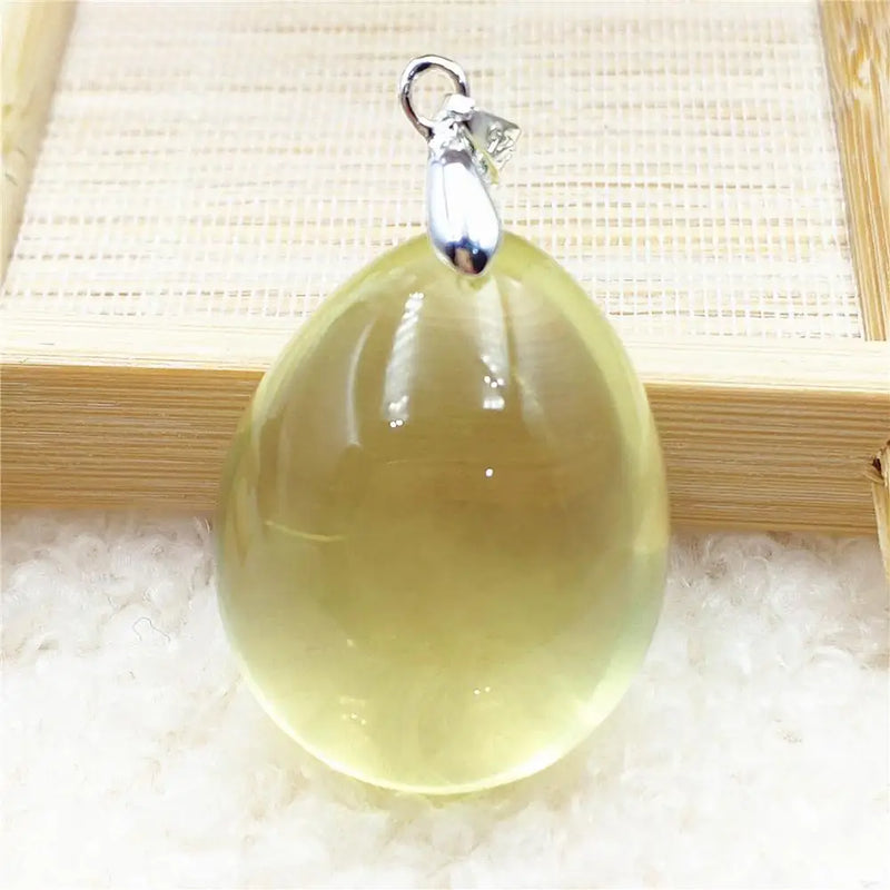 Natural Yellow Citrine Quartz Pendant Water Drop 29x24x17mm