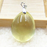 Natural Yellow Citrine Quartz Pendant Water Drop 29x24x17mm