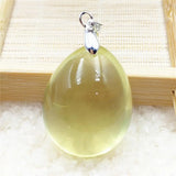 Natural Yellow Citrine Quartz Pendant Water Drop 29x24x17mm