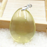 Natural Yellow Citrine Water Drop Pendant Brazil Women Jewelry