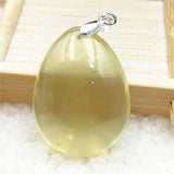Natural Yellow Citrine Water Drop Pendant Brazil Women Jewelry