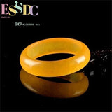 Yellow Jade Bangle Bracelet Lucky Amulet Hand-Carved for Women Men