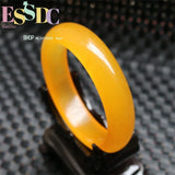 Yellow Jade Bangle Bracelet Lucky Amulet Hand-Carved for Women Men