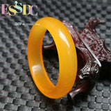 Yellow Jade Bangle Bracelet Lucky Amulet Hand-Carved for Women Men
