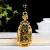 Yellow Jade Pendant Necklace with Zircon Emerald for Women