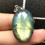 Labradorite Pendant Necklace Crystal Silver Oval Beads Stone AAAAA