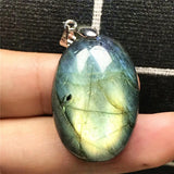 Labradorite Pendant Necklace Crystal Silver Oval Beads Stone AAAAA