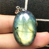 Labradorite Pendant Necklace Crystal Silver Oval Beads Stone AAAAA