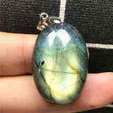 Labradorite Pendant Necklace Crystal Silver Oval Beads Stone AAAAA