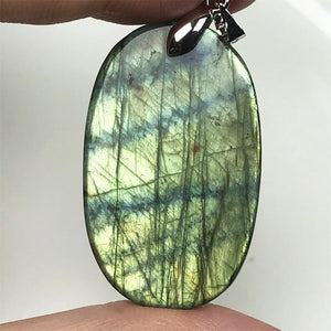 Labradorite Pendant Jewelry Natural Yellow Light Crystal Beads Silver Moonstone