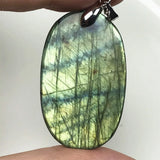 Labradorite Pendant Jewelry Natural Yellow Light Crystal Beads Silver Moonstone
