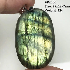 Labradorite Pendant Jewelry Natural Yellow Light Crystal Beads Silver Moonstone