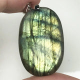 Labradorite Pendant Jewelry Natural Yellow Light Crystal Beads Silver Moonstone