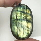 Labradorite Pendant Jewelry Natural Yellow Light Crystal Beads Silver Moonstone