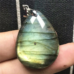 Natural Labradorite Pendant Jewelry Crystal Beads Silver Moonstone Stone