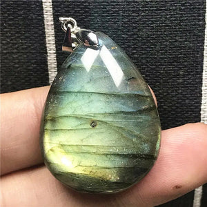 Natural Labradorite Pendant Jewelry Crystal Beads Silver Moonstone Stone