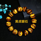 Yellow Tiger's Eye Round Bead Stretch Bracelet 16mm 14mm 12mm 10mm