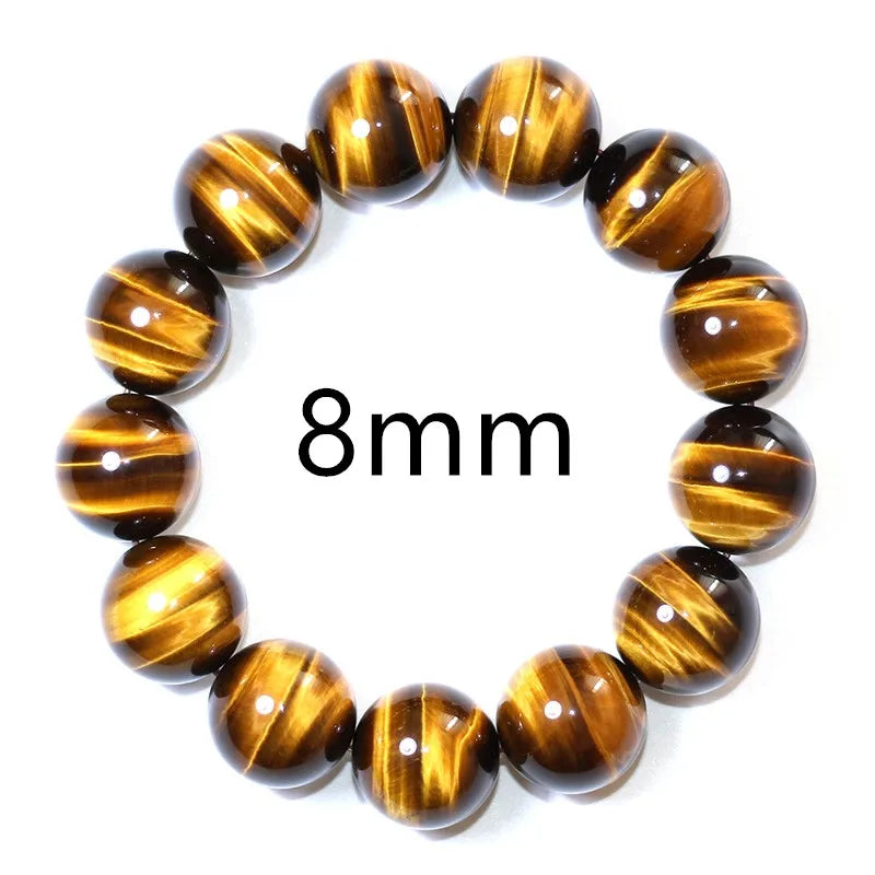 Yellow Tiger's Eye Round Bead Stretch Bracelet 16mm 14mm 12mm 10mm
