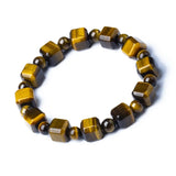 Yellow Tiger's Eye Cube Beads Bracelet 8x8mm Bangle Jewelry