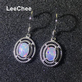 Opal Drop Earring Oval 5*7mm Natural Gemstone 925 Silver Women Gift