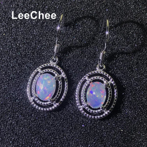 Opal Drop Earring Oval 5*7mm Natural Gemstone 925 Silver Women Gift