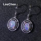 Opal Drop Earring Oval 5*7mm Natural Gemstone 925 Silver Women Gift
