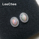 Opal Earrings 6*8MM Fire Gemstone Jewelry 925 Sterling Silver