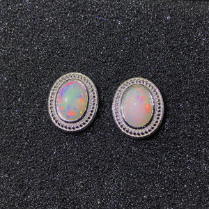 Opal Earrings 6*8MM Fire Gemstone Jewelry 925 Sterling Silver