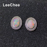 Opal Earrings 6*8MM Fire Gemstone Jewelry 925 Sterling Silver